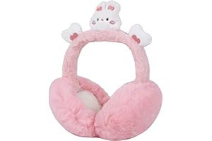 Hileyu Earmuffs for Men and Women, Warm Earmuffs for Winter, Portable Foldable Earmuffs, Fleece Plush Ear Warmers, Earmuffs with Cartoon Style, Rabbit