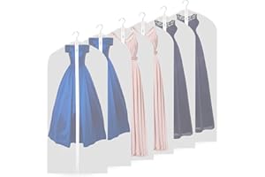 URMI Lot de 6 sacs à vêtements respirants de 160 cm (6 pièces) pour robes de mariage, sacs, manteaux, vêtements, housses de vêtements, sacs à suspendre avec fermeture éclair pour robe longue, costumes de