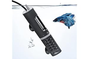 PYPABL Adjustable Aquarium Heater with Protective Cover, 25W 50W 100W 120W Submersible Heater Thermostat for 10L-115Litres Fish and Turtle Tank (50W for 20-55L)