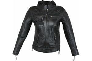 Euro Stars Damen Motorrad & Freizeit Lamm Leder Jacke Schwarz, Biker Ladies Leather jacket