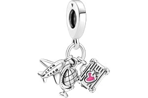 MariaFonte Hängsmycke Resor Kompatibel Alla Märken Hänge Värld Klot Flygplan Resväska Pass Silver Bead Charm