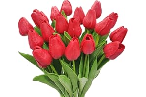 Aisamco 20 Pezzi Tulipani Artificiali Tocco Reale Tulipani Mazzi di Fiori Fiori Tulipani Finti Tulipani in PU Fiori per la casa Centrotavola Centrotavola Decorazioni per Matrimoni
