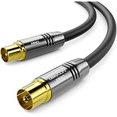 deleyCON 1.5m 4K TV Antenna Coaxial TV HDTV Cable FULL HD - IEC Connector to IEC Female - Metal Connector - Analog Digital -
