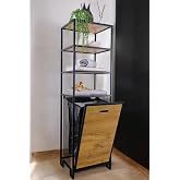 Digithome Metal Kirli Sepetli 4 Raflı &Ccedil;ok Ama&ccedil;lı Banyo D&uuml;zenleyici Raf Organizer Siyah/Atlantik &Ccedil;am &ndash; MRS-009 C1-1-369