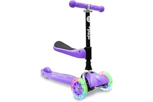 3StyleScooters RGS-0 Scooter for Kids Age 2-6 | 3 Wheel Kick Scooter With Seat for Toddlers | Lean to Steer | Light up Wheels | Adjustable Height | Lightweight & Foldable Childrens Push Scooter