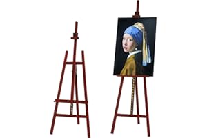 VISWIN Adjustable A-Frame Easel 144-193cm H, Beech Wood Artist Easel Stand for Painting & Display, Hold Canvas up to 109cm, Easy Assembly Floor Wooden Art Easel for Adult, Artist, Beginner - Walnut