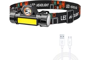 Lsnisni LED Lampada Frontale Ricaricabile, Torcia Testa 1500 Lumen con Magneti, Angolo di Luce Regolabile e con 2 Modalità, Impermeabile IPX4 per Riparazione, Lettura.