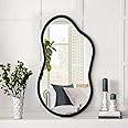 AAZZKANG Irregular Wall Mirror Wooden Small Asymmetrical Mirror Decorative Black Hanging Mirror for Bedroom Dressing room Living Room Bathroom Entryway