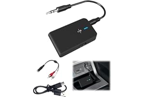 COALWOP Upgraded Bluetooth 5.4 Receiver with 3.5mm RCA Jack, AUX Bluetooth Adapter for Home Car Stereo Speakers 6 Hours Playtime, Dual Connection to 2 Phones, Charge While Streaming & Easy Slide Control ON/Of