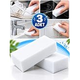 3B Trend 3 Adet Sihirli Temizlik S&uuml;ngeri 10x6x2 cm &Ccedil;ok Ama&ccedil;lı Leke &Ccedil;ıkarıcı Melamin S&uuml;nger &ndash; Mutfak Banyo Ara&ccedil; Temizliği