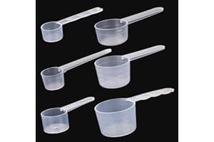 KALIONE Dosierlöffel, 6 Stück Proteinpulver Kaffee Messlöffel, Enthält 3g, 4g, 20ml, 30ml, 40ml und 50ml Messlöffel, Transparente Messlöffel aus Kunststoff für Kaffee, Proteinpulver, Waschmittel