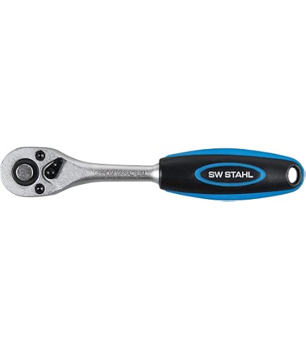 SW-Stahl 05790L Umschaltknarre 1/4 Zoll – 72 Zähne, Feinverzahnt, Ergonomischer 2K-Griff (Chrom-Vanadium)