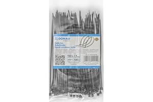 DONAU TECH Fascette stringicavo autobloccanti/Elettricista/150 x 2,5mm/100 pezzi/Resistente a UV/Resistente allatemperature/Resistenza alla rottura/Nere/Giardinaggio/Interno ed Esterno