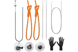 ANOMM 7 stycken avloppsrenare spiral avloppsrör rengöring paket | Dräneringsspiral handfat, avloppsborste, flexibel rengöringsborste, hårtofflor verktyg för handfat badkar avloppskanaler