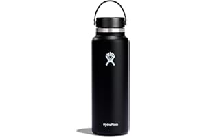 Hydro Flask - Wide Mouth - Botella de Agua 1180 ml (40 oz) - Acero Inoxidable con Aislamiento al Vacío y Tapa a Prueba de Fugas y Revestimiento en Polvo - Wide Mouth - Black