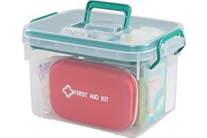 Tyminin Medical Box Organizer, First Aid Empty Medicine Storage Box, Family Emergency Kit with Detachable Tray