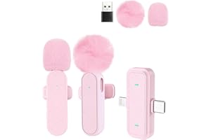 Bayanbulu Kabelloses Lavalier-Mikrofon für iPhone, iPad, Android-Handy, Mini-Mikrofon für Videoaufnahmen, TikTok, Vlog, YouTube, Rauschunterdrückung, Plug-Play Clip on Microphone (2er-Pack)