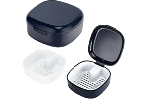 Zikenis Zahnprothesenbox mit Sieb,Zahnspangendose Gebissdose,Tragbare Prothesendose Abdeckung,Zahnprothese Box Retainer,Protesenbehälter Zahnschiene Box fur Halterung,Reinigungsbox (Blau)