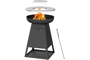 BALI OUTDOORS Braséro Plancha en bois extérieur Cheminée Jardin