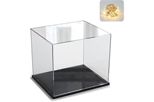 ELEPURE Acryl Vitrine Klar für Lego Actionfiguren Funko Pop Modell Skulptur Transparenter Plexiglas Display Box für Sammlung Staubschutz Anzeigekasten für Aufbewahrungsspielzeug【Schwarz,20×20×20cm】