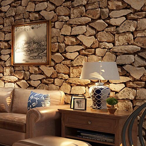 3D Wallpaper Light Brown Rock Wood Grain Living Room Background Wallcoverings Home Dector 20.8" x 393.7"