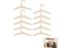 SHIRENE 10 perchas de madera para bebés, perchas de bebé para ropa, perchas antideslizantes para bebés, perchas de madera que ahorran espacio, pequeñas perchas con forma de oso para ropa, vestidos, blusas,