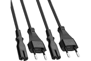 FSKE 2pz 2M IEC C7 Cavo Alimentazione con Due Pin Spina Euro per PC Monitor, PS4 PS5, TV Samsung Sony Philips LG Sharp Panasonic, Stampante HP Brother Epson Canon Pixma, Sonos Play:3 Play:5 ECC.