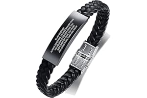 FLHEART To My Brother Gift Bracelet Inspirational Message Engraved Stainless Steel With Braided Leather Bracelet For Mens Always Remember You Are Braver Than You Beleive Engraved Adjustable