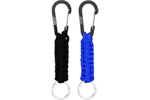 EOTW Portachiavi Moschettone Paracord Corda Ragazzo Ragazze Uomo Donne Portachiavi con chiusura a chiave D Ganci appendini Kit di sopravvivenza Esercito (Nero+Blu)