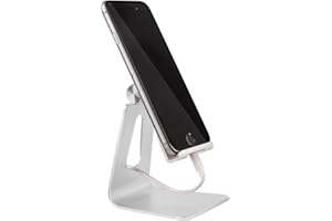 MyGadget Stojak na smartfon – aluminiowy uchwyt na biurko – telefon komórkowy i tablet stojak pod wieloma kątami do m.in. iPhone | iPad, Samsung Galaxy – srebrny