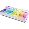 FENGZIZH Pill Box 7 Day 2 Times a Day Travel Pill Box Organizer,Moistureproof, BPA Free Case,Tablet Organiser to Hold Vitamins and Medication (Multicolored)