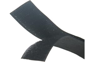 ON1SHELF Set di nastro nero da cucire con gancio e anello con retro non adesivo in tessuto di nylon, 3 cm-1 m