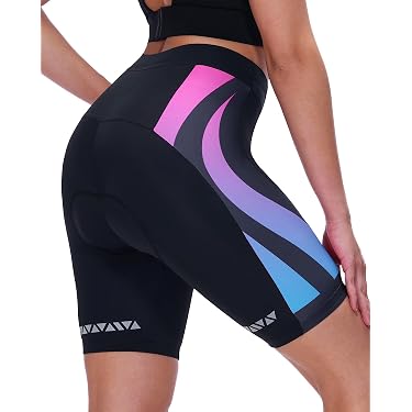 Brisk Bike Pantalon Cycliste Femme Hiver - Pantalon Long Rembourré Avec Ceinture Réglable (Black/Pink, L)
