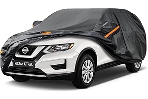 Kayme Funda Coche Exterior, Compatibles con Nissan X-Trail (2001-2025), Cubierta para Coche Impermeable Transpirable Anti-UV Antipolvo de 7 Capas, Cubre Coche con Cremallera y Forro de Algodón.