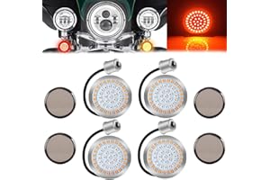 NHHEO Yifengshun 1156 48LED Motorcycle Front And Rear Turn Signal Light 5cm With Smoked Lens Super Bright Waterproof Red+Amber LED Turn Signal Kit For Harley Touring Sportster Softail Dyna Tail Light 4Pcs