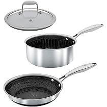 Hell's Kitchen Hybrid 12 Wok Pan, Tri-Clad Stainless Steel and Nonstick Ceramic, PFAS Free, no PFOA, no PTFE, no Teflon, Non Toxic Cookware, Metal Utensil Safe, All Cooktops and Oven Safe