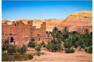 Aoihrraan 1,5x1m Paisaje Desierto Telón De Fondo Desolado Ver Arbusto Planta Árbol Montaña Cielo Azul Marruecos Pueblo Naturaleza Escena Fondo Fotografía Viajes Vacaciones Adulto Retrato Foto Vinilo