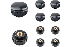 MOROBOR Manopole di bloccaggio con filettatura zigrinata M4, 10 pezzi in plastica nera, set di dadi filettati femmina in ottone, manopola di bloccaggio per attrezzature meccaniche