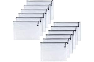 Oaimyy Dokumententasche A5,12 Stück Dokumententaschen mit Reißverschluss, Mesh-Kunststoff-Reißverschlusstaschen für Dokument, Büro, Schule, Papier, Dokumente, Hausaufgaben, Kosmetik(Schwarz)