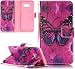 Produktbild 6,2-Zoll Samsung Galaxy S8 Plus(2017) Handy Lederhülle ISENPENK Für Samsung Galaxy S8 Plus(2017) Klapp Hülle Leder Muster [Rose Schmetterling] Original Magnet Bookstyle Flip Cover Wallet,Tasche Mit Gürtelclip Leder PU Lederhülle Schale Standfunktion Etui Schutzhülle Credit Card Slots Case Schutzhülle