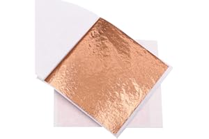 VGSEBA Imitation Gold Leaf Sheets, Rose Gold Gilding Foil Paper 100 Pieces 8x8.5cm Gold Foil Sheet for Paintings Arts Crafts Nail Handcrafts Frames Furniture Decoration