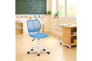 FurnitureR Chaise de Classe Compacte, Siège Ergonomique pour Ecole, Dossier en Maille Respirante, Hauteur Réglable, Chaise de Salle de Dessin pour Enfants, Facile à Déplacer 360°, Bleu