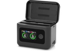 SYMIK Caricabatterie per Insta360 X5, 27 W, alloggiamento di ricarica rapida a doppio canale, con display LCD, hub intelligente a due vie per batteria Insta 360 X5, hub di ricarica rapida mostra SOC