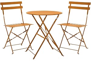 SVITA Berlin Bistro-Set Metall Sitzgruppe Balkon klappbar Tisch Stühle Orange