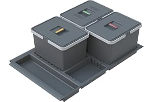 ELLETIPI 1954 Elletipi Metropolis PTC22 08050 7F C97 PPV Poubelle différenciée de tiroir, gris, 71 x 46 x 22 cm