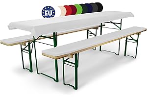 Beautissu Comfort XS Padded Beer Bench Cover & Table Cloth 3 Piece Set Set for 50 cm or 70 cm Wide Beer Tables Marquee Set - Various Plain Colours to Choose From