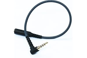 ABLET 3.5mm Headphone Extension Cable - 20cm Right Angle Male to Female TRRS Audio Stereo Cable (Microphone Compatible)