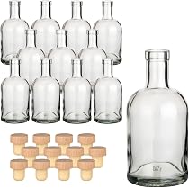 Lot De 12 Bouteilles En Verre 200ml Avec Bouchon Mécanique Céramique - 5.5x19cm - Transparent, Fabrication Allemagne, Réutilisable