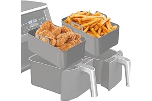 JOKAPY 2PCS Silicone Air Fryer Liners for Ninjas Dual Air Fryer, Double Silicone Pot for Ninjas Dual Air Fryer Reusable Silicone Air Fryer Liner Air Fryer Accessories Airfryer Liner for Microwave, Oven