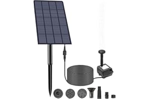 Kavolet Solarbrunnen, 2,5 W, Wasserpumpe mit 4 Düsen, 160 l/h, für Teich, Vogelbad, Aquarium, Gartendekoration